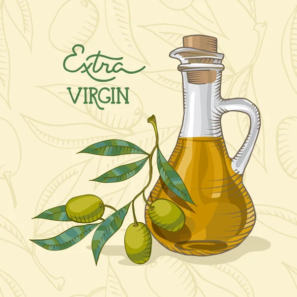 Antecedentes con Rama de olivo y aceite — Vector de stock