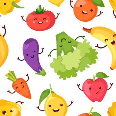 Sağlıklı gıda karikatür seamless modeli