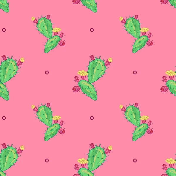 Cactus fleur motif sans couture — Image vectorielle