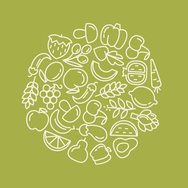 Ilustrasi latar belakang buah dan sayuran - Stok Vektor