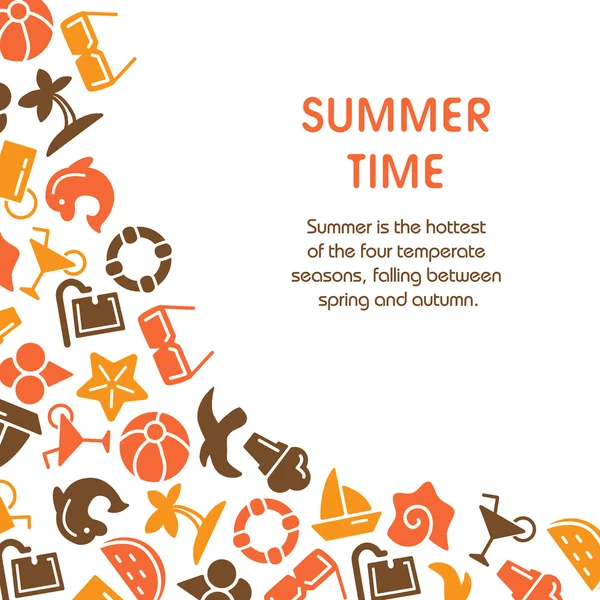 Иллюстрации летнего времени с иконками — стоковый вектор