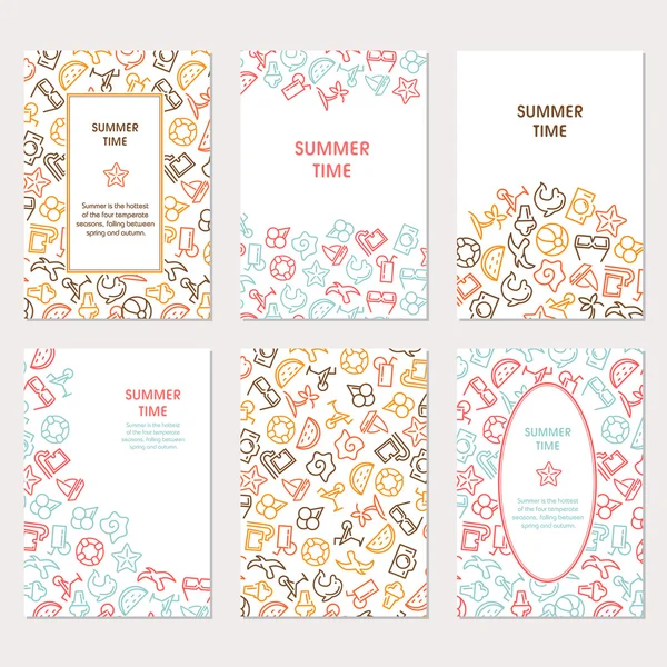 Summer time banners set with icons — Stock Vector
