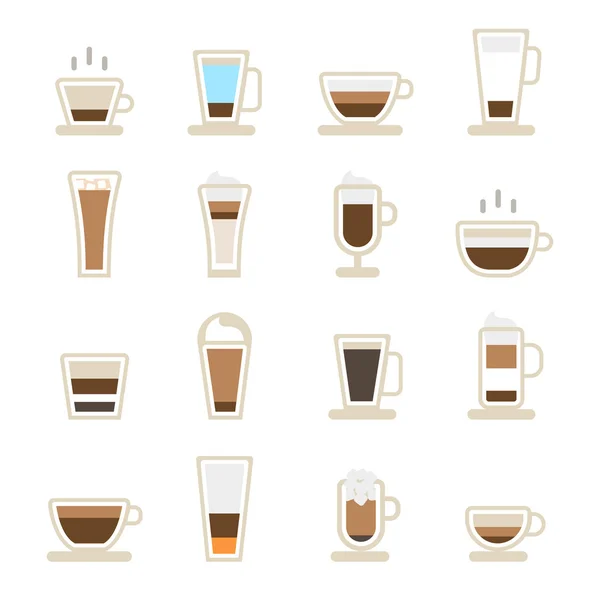 Kaffee-Ikonen gesetzt — Stockvektor