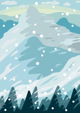 Serene Karlı Dağ Manzarası Yağan Karla