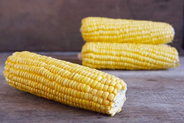 Taze Mısır üzerinde ahşap arka plan kullanımlar için.