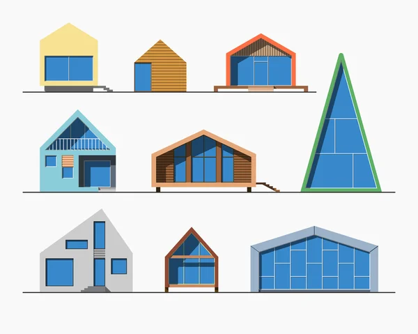 Maisons minuscules linéaire 1 couleur — Image vectorielle