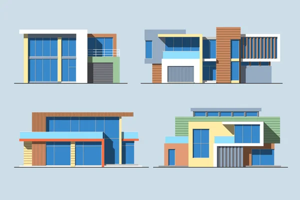 Huizen lineaire 8 kleur — Stockvector