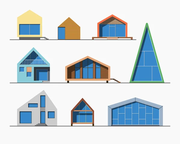 Kleine huizen lineaire 1 kleur Stockillustratie