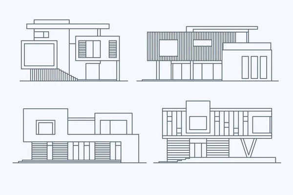 Houses linear 9 — Stock Vector