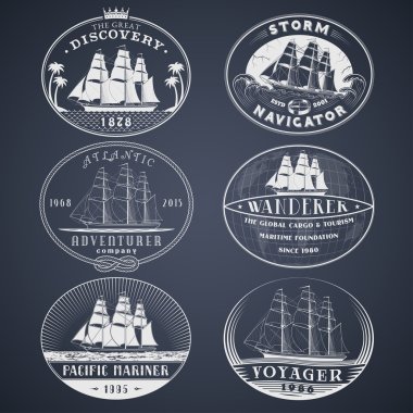 Nautical labels white clipart