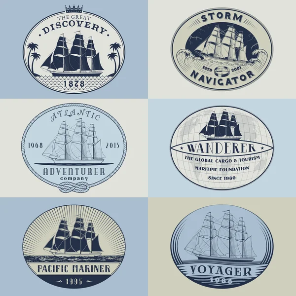 Nautical labelscolor1 — Stock Vector