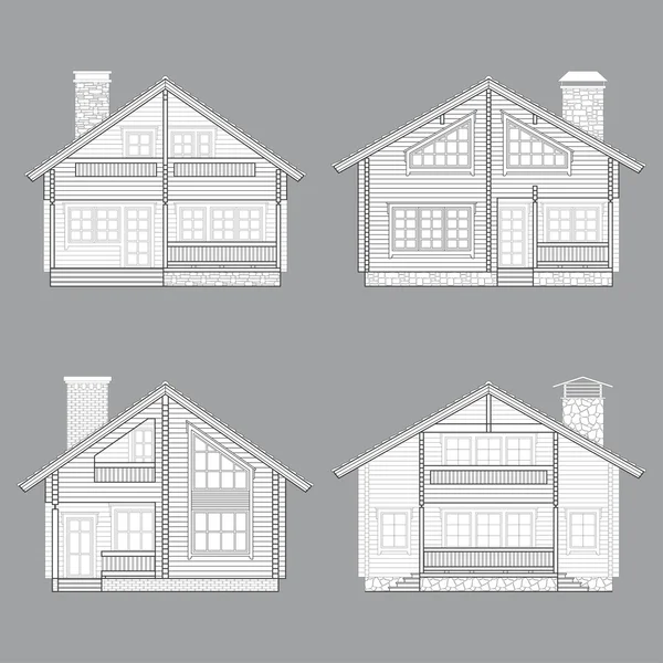 Ligne de maison en bois rond — Image vectorielle