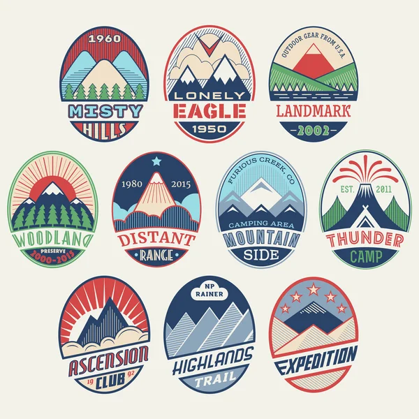 Mountain badge set2color — Stock Vector