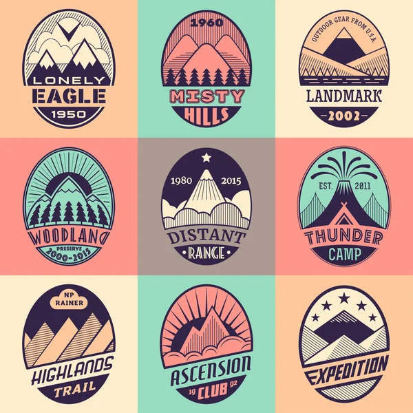 Mountain badge set2color1 — Stock Vector