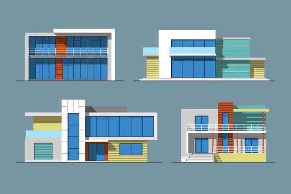 Maisons linéaires 7 couleurs — Image vectorielle