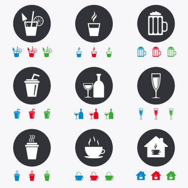 Çay, kahve ve bira simgeleri.