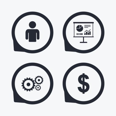 İş işaretler. İnsan ve sunum yönetim kurulu.