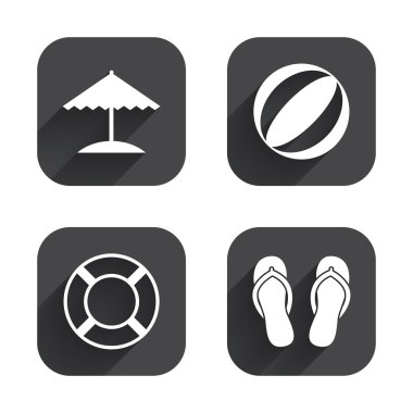 Beach Tatil simgeler. Şemsiye ve sandal.