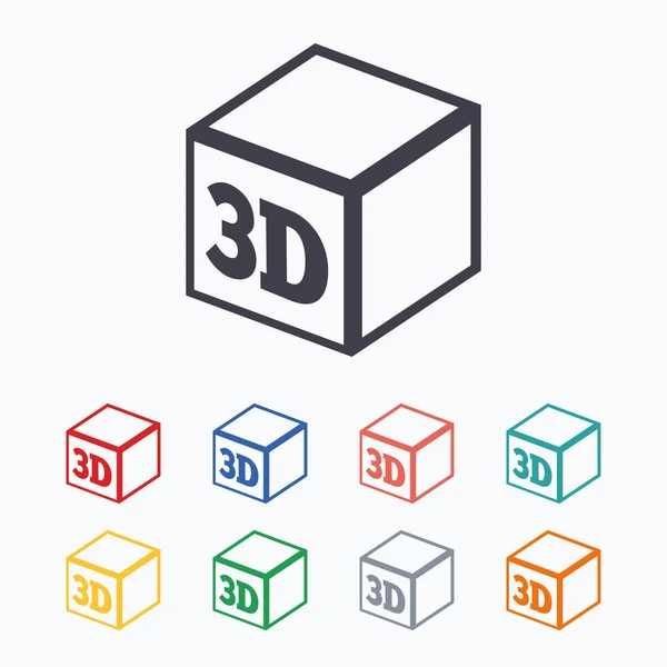 Ícones de sinal de impressão 3D — Vetor de Stock