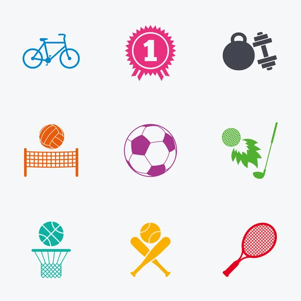 Juegos deportivos, icono de fitness. Fútbol, baloncesto . — Archivo Imágenes Vectoriales