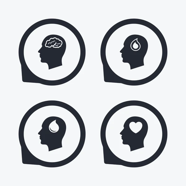 Tête avec icônes du cerveau — Image vectorielle