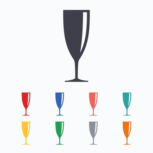 Glas champagne teken pictogrammen — Stockvector