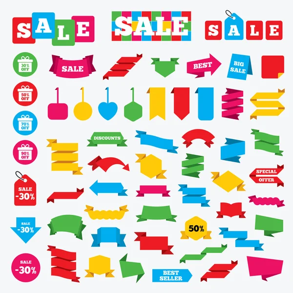 Sale gift box tag icons. — Stock Vector