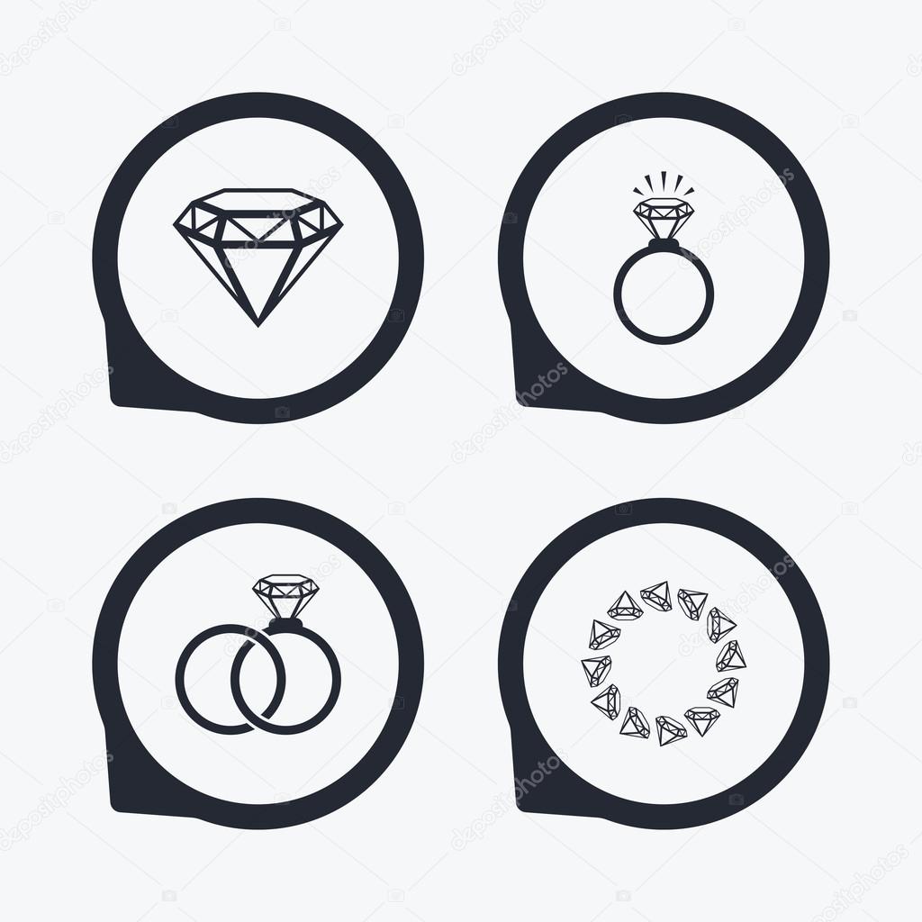 Rings icons. Jewelry with diamond signs. Stock Vector Image by ©Blankstock 102679930
