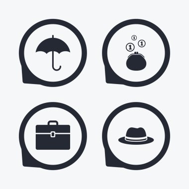 Şemsiye, m-cüzdan ve şapka ile hal.