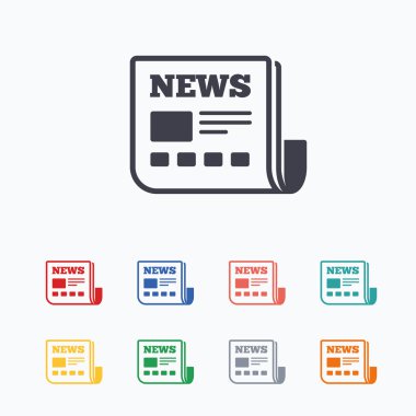 News icons. Newspaper signs