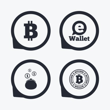 Bitcoin simgeler. Elektronik cüzdan sembolü.
