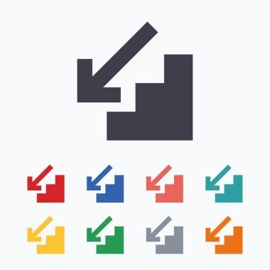 Downstairs icons. Down arrow signs.