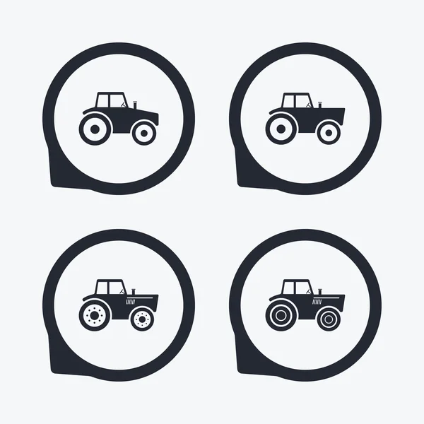 Tractor icons. Agricultural industry transport. — Stock Vector