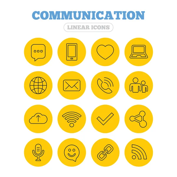 Communication icons. Smartphone, laptop and chat. — ストックベクタ