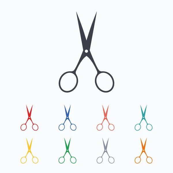 Tijeras de peluquería iconos signo — Vector de stock