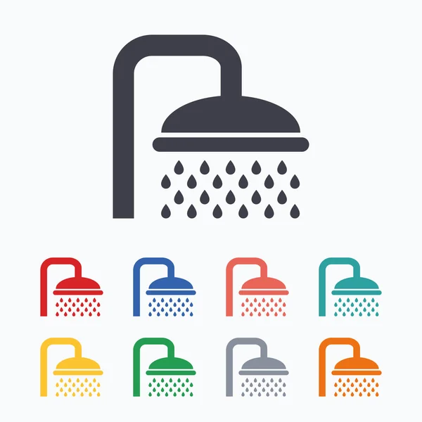 Shower sign icon. Douche with water drops symbol — Stock Vector
