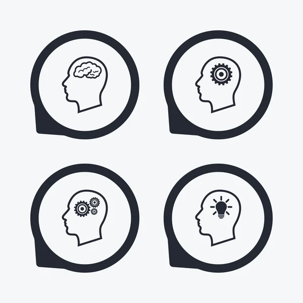 Head with brain icons — Stock Vector