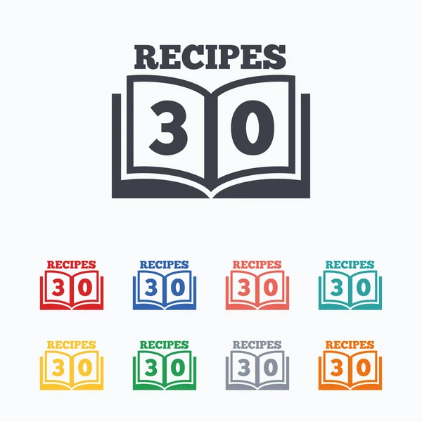 Ícones de sinal do livro de receitas — Vetor de Stock