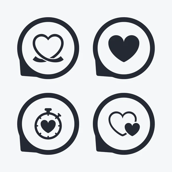 Srdce stuha ikony — Stockový vektor