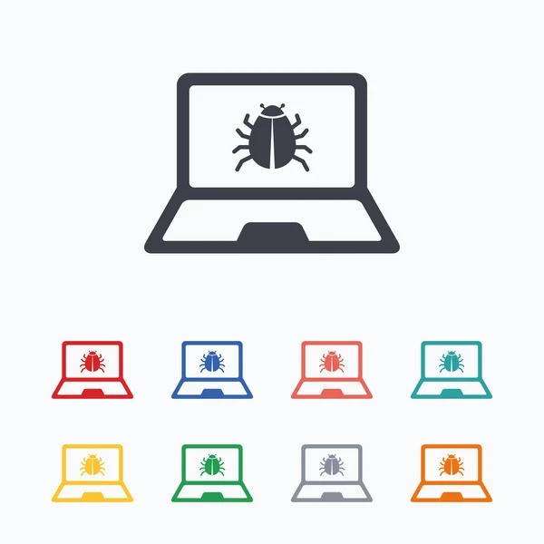 Laptop virus sign icons — Stock Vector