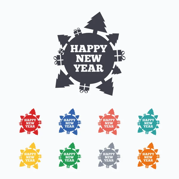 Happy new year globe signs — Stock Vector