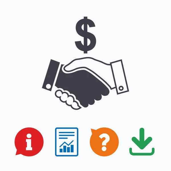 Dollar handshake sign icons — Stock Vector