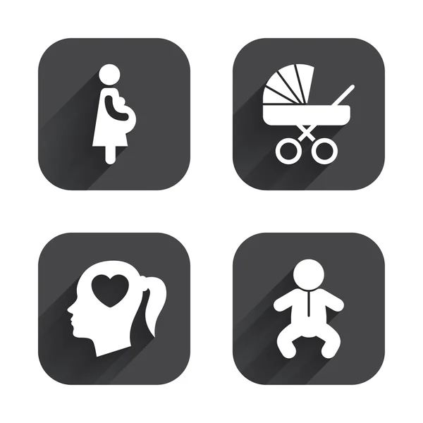 Iconos de maternidad. Bebé bebé, embarazo — Vector de stock