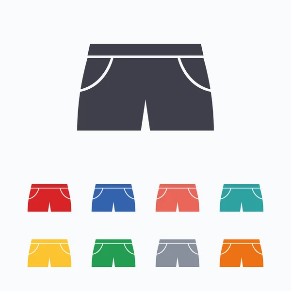 Pantalones cortos deportivos femeninos signo icono. Símbolo de ropa . — Archivo Imágenes Vectoriales