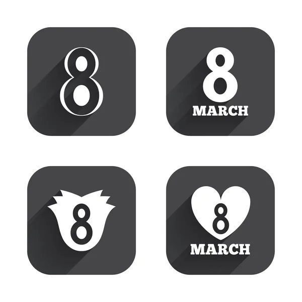 8 March Women's Day icons. — Stock Vector