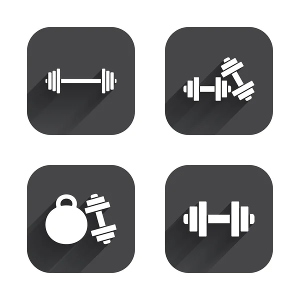 Iconos Dumbbells. Fitness símbolos deportivos . — Vector de stock