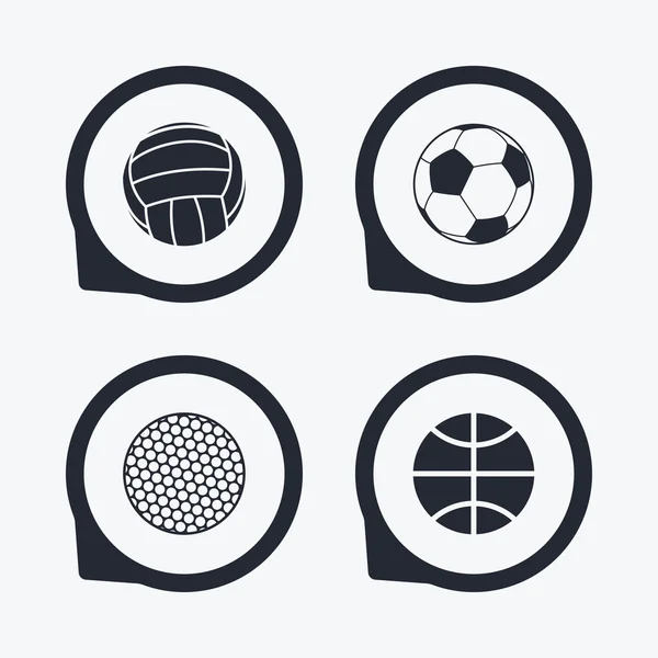 Sportovní míče. Volejbal, basketbal, fotbal. — Stockový vektor