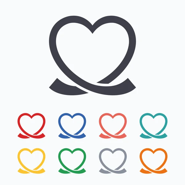 Heart ribbon sign icons — Stock Vector