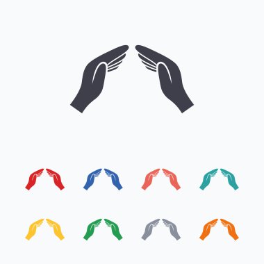 Eller kapak işareti simgesi korumak. Sigorta sembolü.