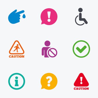 Dikkat ve ilgi simgeler. Bilgi işaretleri.